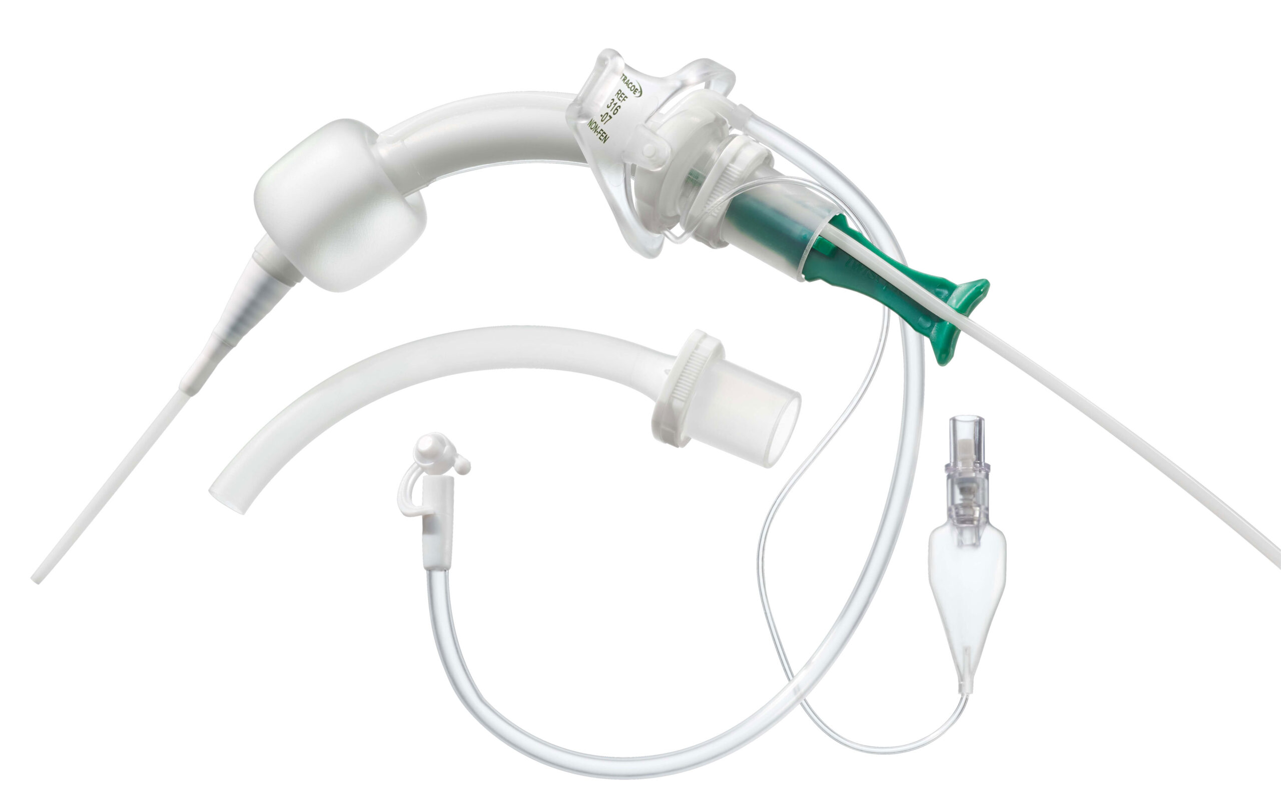 Dilation set + tracheostomy tube with low-pressure cuff, subglottic suction channel and minimally traumatic insertion system